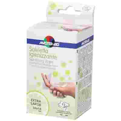 MASTER-AID SAVIETTA IMPREGNATA DI SOLUZIONE IGIENIZZANTE XL 12 PEZZI