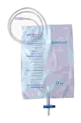 SACCA DI DRENAGGIO LETTO PER INCONTINENZA 2000ML IN PVC CON VALVOLA DI NON RITORNO E RUBINETTO DI SCARICO T-TAP CON TUBO DI RACCORDO 130CM 20 PEZZI RIUTILIZZABILE