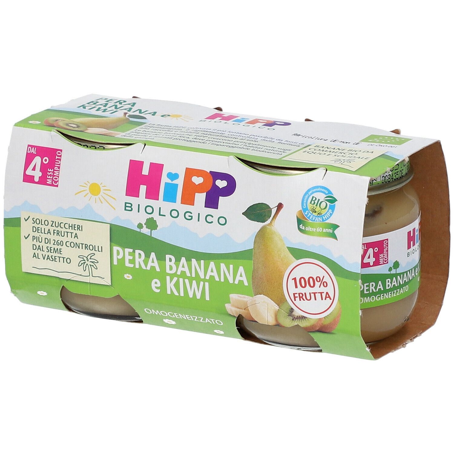 Hipp Bio Omogeneizzato Kiwi/Banana/Pera 2 X80 G