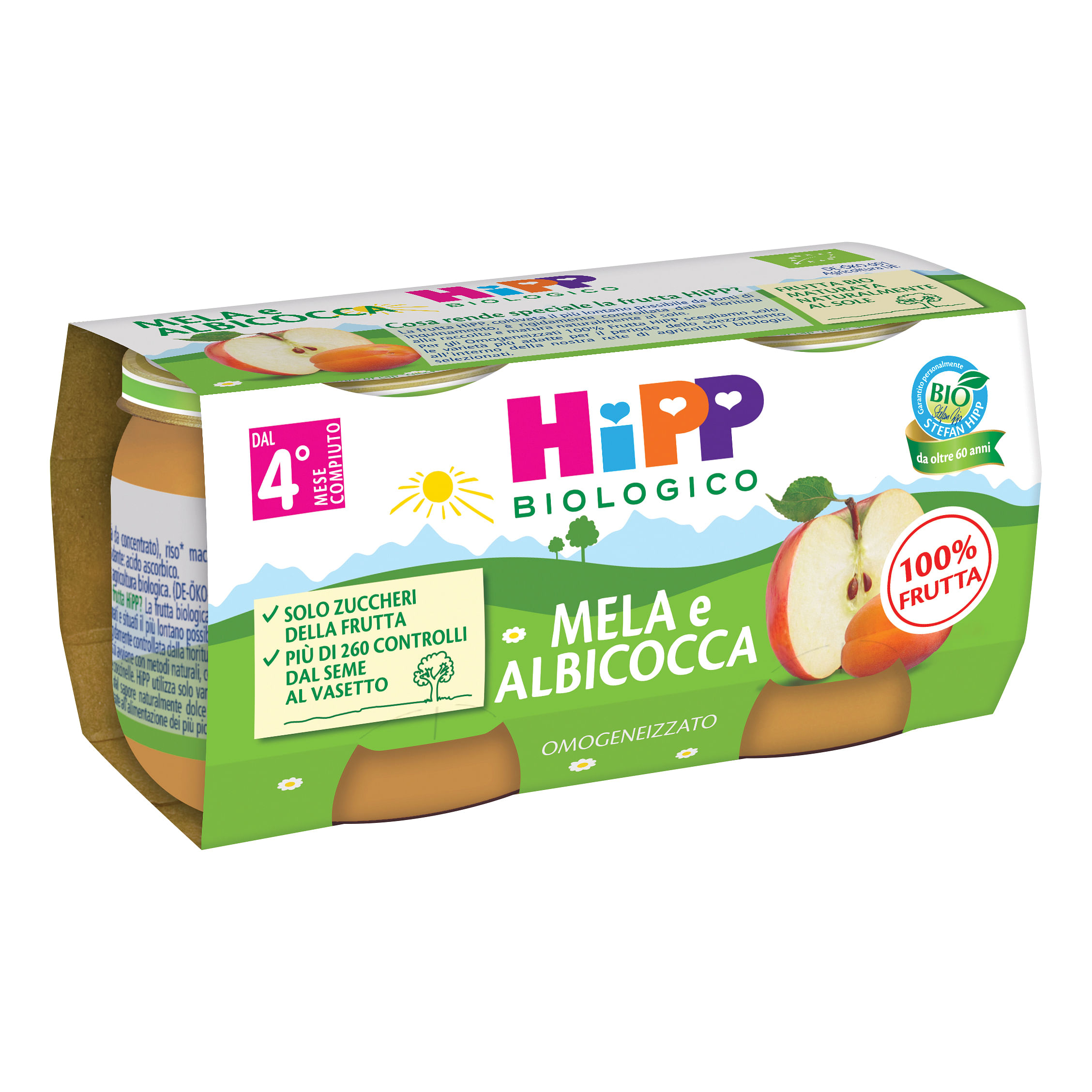 Hipp Bio Omogeneizzato Albicocca/Mela 2 X80 G