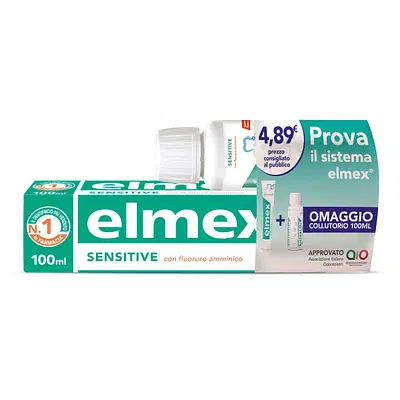 ELMEX SENSITIVE SPECIAL PACK 1 DENTIFRICIO ELMEX SENSITIVE 100 ML + 1 COLLUTORIO ELMEX SENSITIVE 100 ML IN OMAGGIO ELMEX SENSITIVE SPECIAL PACK 1 DENTIFRICIO ELMEX SENSITIVE 100 ML + 1 COLLUTORIO ELMEX SENSITIVE 100 ML IN OMAGGIO