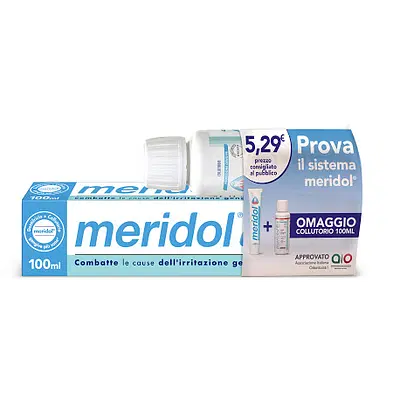 MERIDOL SPECIAL PACK 1 DENTIFRICIO MERIDOL 100 ML + 1 COLLUTORIO MERIDOL 100 ML IN OMAGGIO MERIDOL SPECIAL PACK 1 DENTIFRICIO MERIDOL 100 ML + 1 COLLUTORIO MERIDOL 100 ML IN OMAGGIO