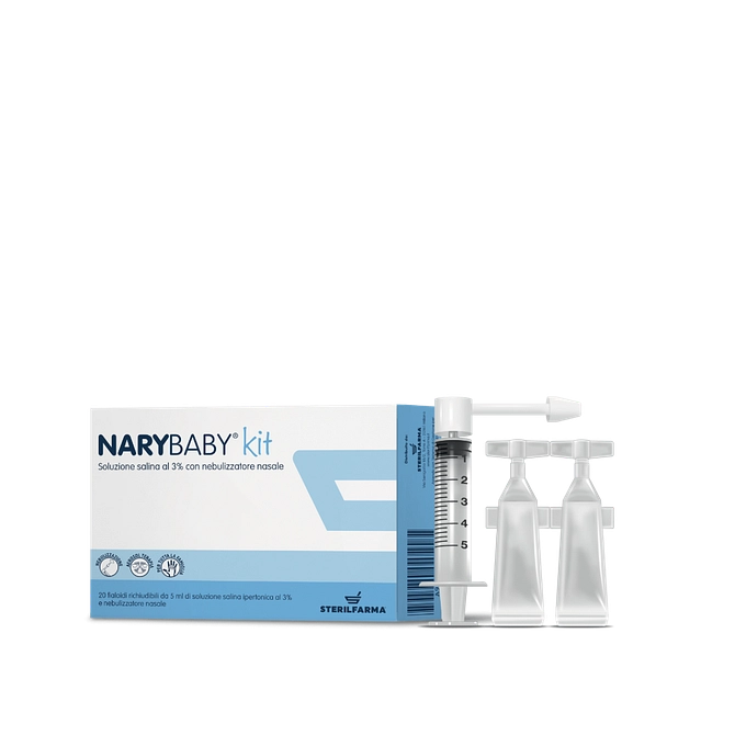 Nary Baby Kit Soluzione Salina Ipertonica Al 3% 20 Fialoidi + Nebulizzatore Nasale