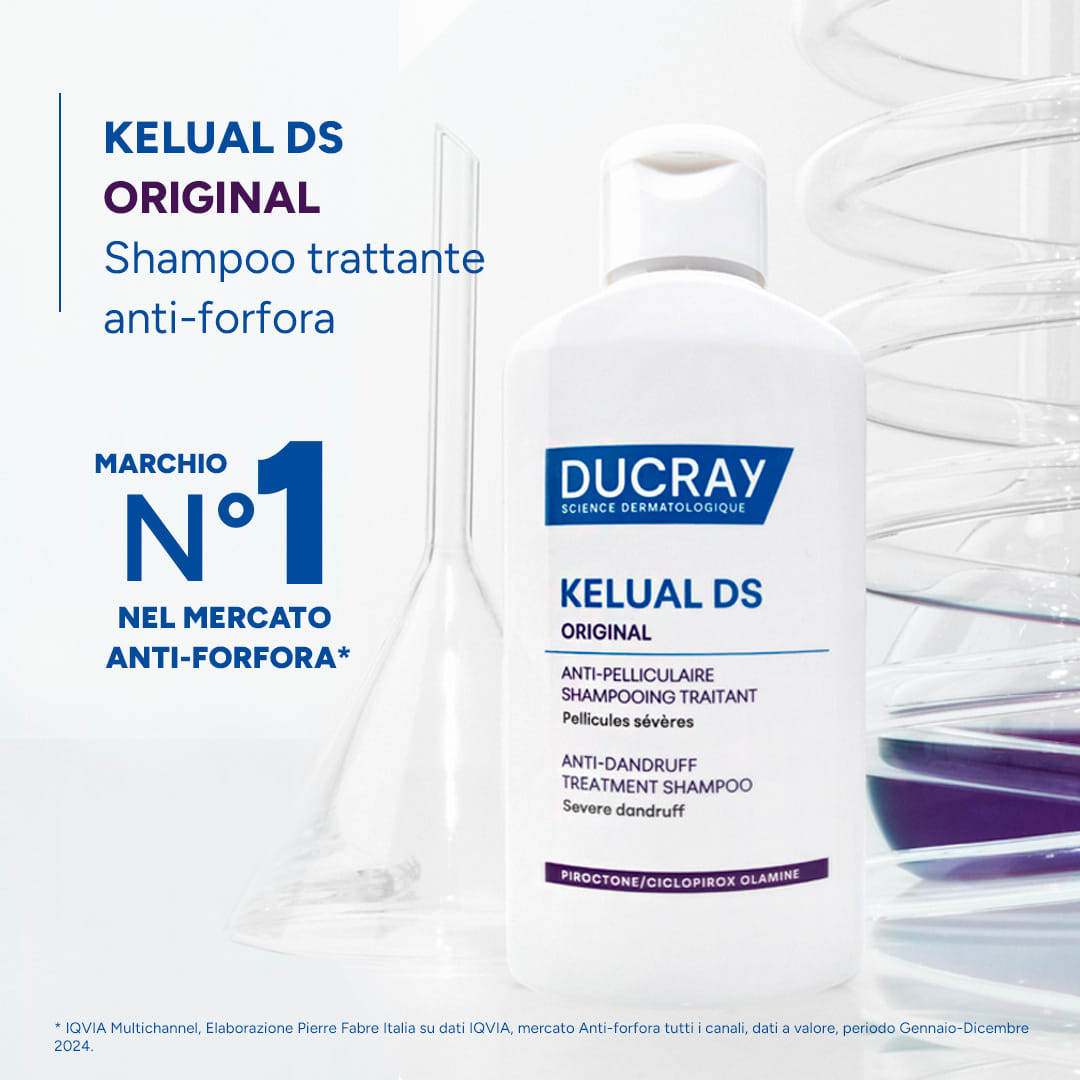 Ducray Kelual DS Original Shampoo Trattante contro la Forfora Severa, Anti-ricomparsa, Lenisce la sensazione di prurito, 100ml