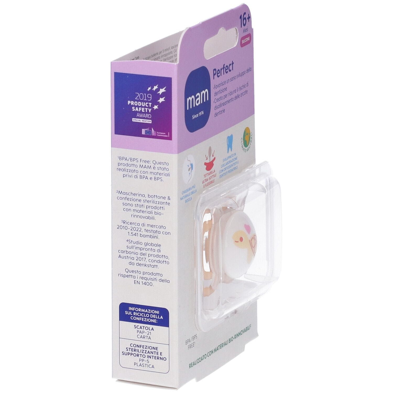 MAM SUCCHIETTO PERFECT 16+ SILICONE SINGLE BOX FEMMINA