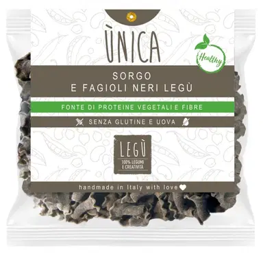 UNICA LA VERA PASTA SENZA GLUTINE CEREALI ARRICCHITI DI LEGUMI ITALIANI GIGLI NERI CON SORGO E FAGIOLI NERI 240 G UNICA LA VERA PASTA SENZA GLUTINE CEREALI ARRICCHITI DI LEGUMI ITALIANI GIGLI NERI CON SORGO E FAGIOLI NERI 240 G