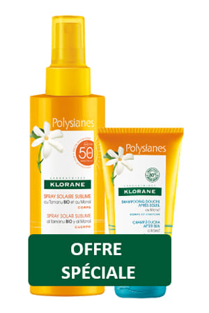 Klorane Kit Polysianes Spray Solare Tamanu Monoi Spf50 200 Ml + Shampoo Doccia Monoi 75 Ml