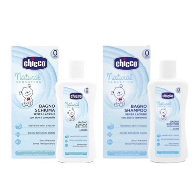 Chicco Natural Sensation Bagno Schiuma 500 Ml + Bagno Shampoo 200 Ml