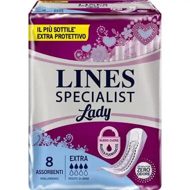 ASSORBENTI PER INCONTINENZA LINES SPECIALIST LADY EXTRA IPOALLERGENICI 8 PEZZI