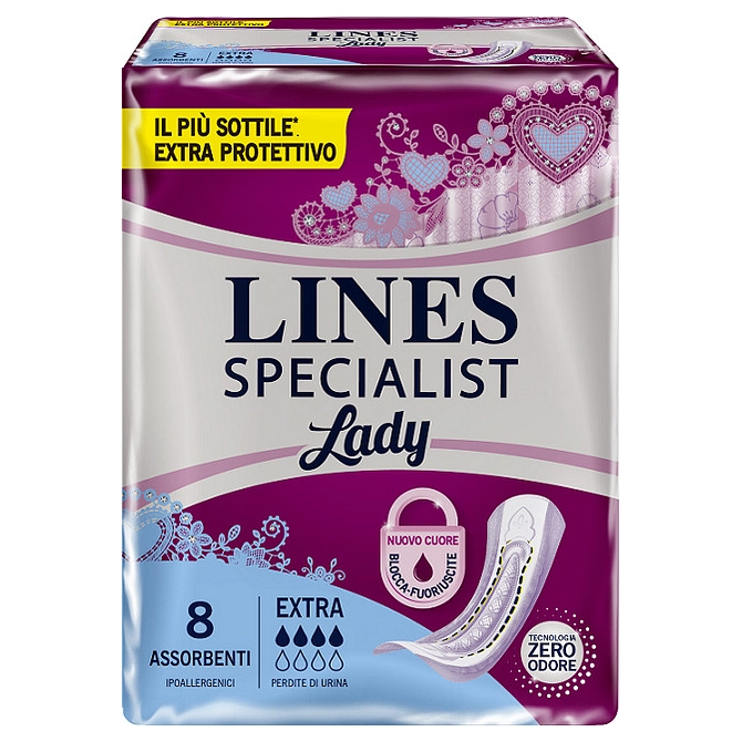 Assorbenti Per Incontinenza Lines Specialist Lady Extra Ipoallergenici 8 Pezzi
