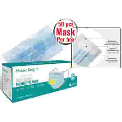 MOLEX KNIGHT MASK MK001 MASCHERINA CHIRURGICA 3 STRATI MONOUSO NON STERILE IN TESSUTO NON TESSUTO 50 PEZZI