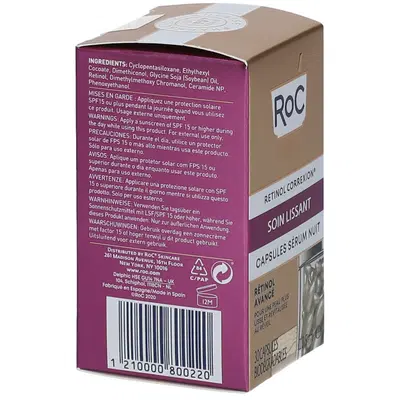 ROC RETINOL CORREXION LINE SMOOTHING SIERO VISO NOTTE 30 CAPSULE ROC RETINOL CORREXION LINE SMOOTHING SIERO VISO NOTTE 30 CAPSULE