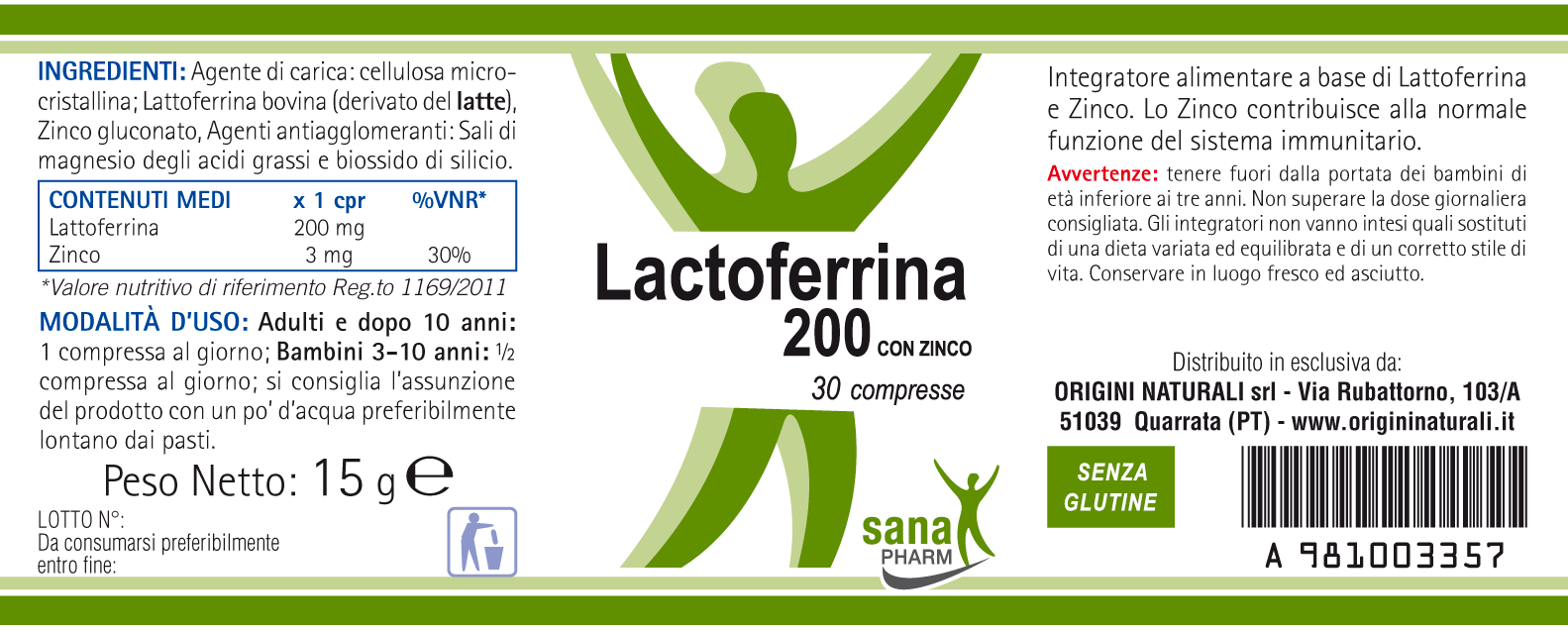 LACTOFERRINA 200 30 COMPRESSE