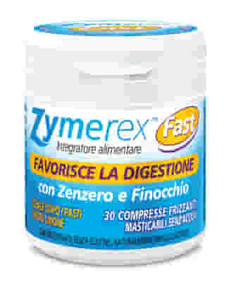 ZYMEREX DIGESTIVO FAST 30 COMPRESSE MASTICABILI GUSTO LIMONE CON EDULCORANTI SENZA GLUTINE SENZA LATTOSIO