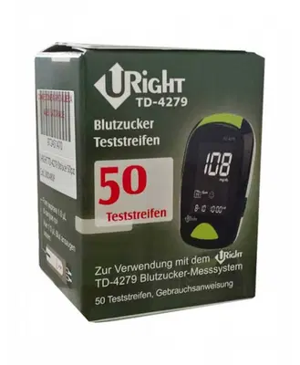 STRISCE MISURAZIONE GLICEMIA U-RIGHT TD 4279 50 PEZZI STRISCE MISURAZIONE GLICEMIA U-RIGHT TD 4279 50 PEZZI