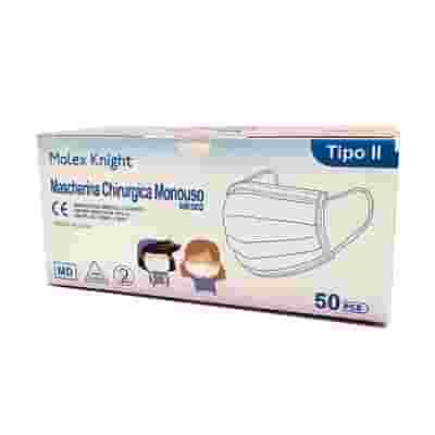 MASCHERINA CHIRURGICA 3 STRATI CON ELASTICI TIPO II PEDIATRICA MOLEX KNIGHT 50 PEZZI