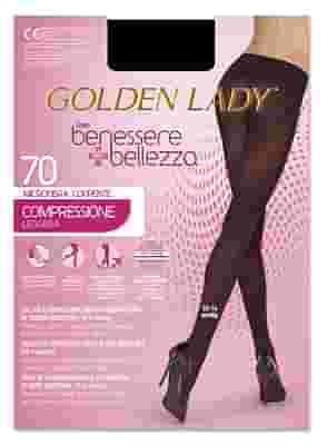 COLLANT GOLDEN LADY BENESSERE + BELLEZZA 70 DENARI MICROFIBRA COPRENTE COMPRESSIONE LEGGERA 10-14 MMHG NERO 5