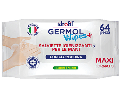 GERMOLWIPES SALVIETTINE IGIENIZZANTI MANI 64 PEZZI