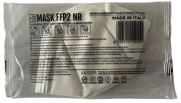 Mascherina +39 Mask Ffp2 Bianco 15 Pezzi