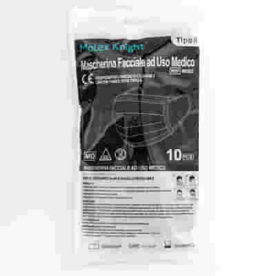 MOLEX KNIGHT MASK MK003 MASCHERINA CHIRURGICA TIPO II 3 STRATI MONOUSO NON STERILE IN TESSUTO NON TESSUTO 10 PEZZI