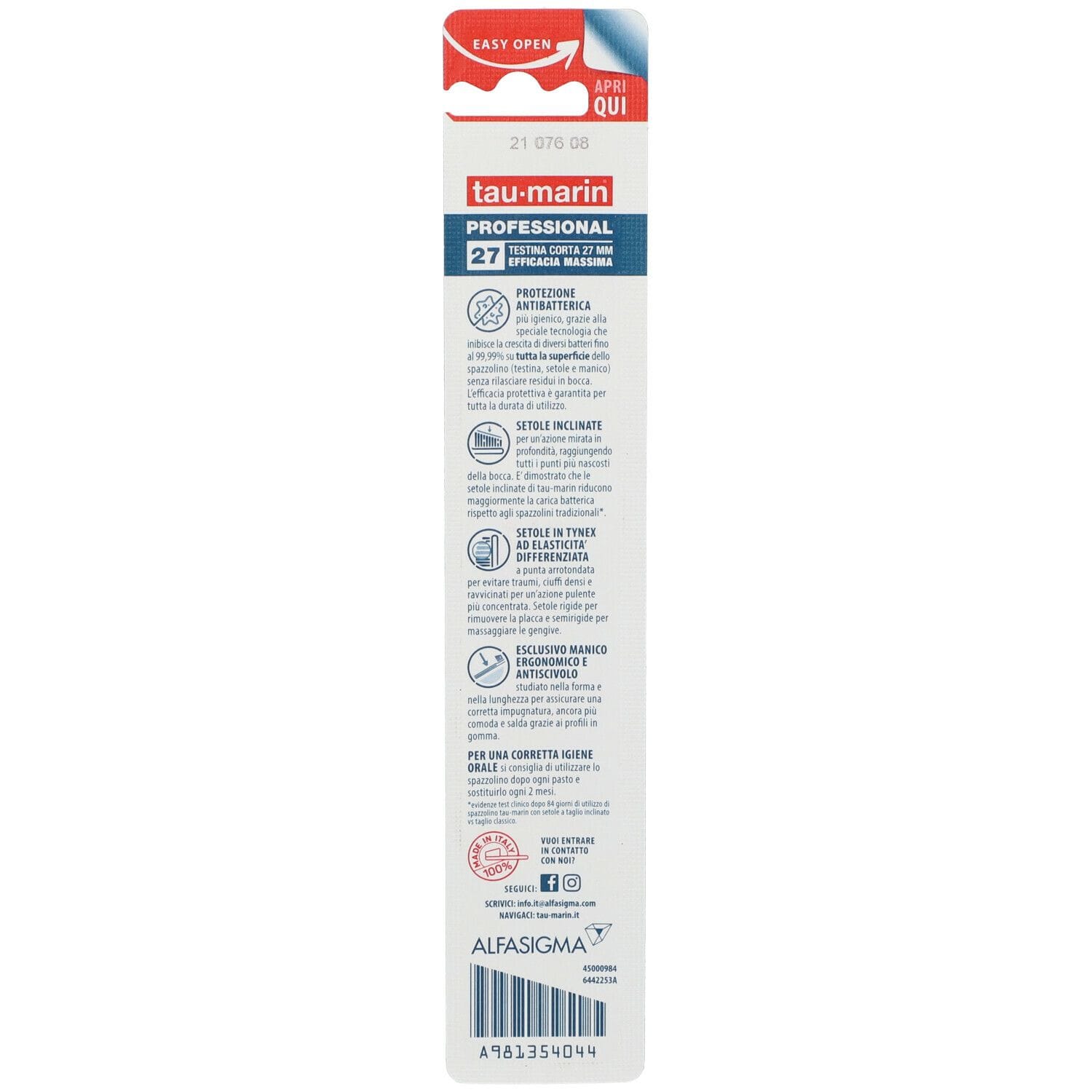 TAUMARIN SPAZZOLINO PROFESSIONAL 27 DURO CON ANTIBATTERICO