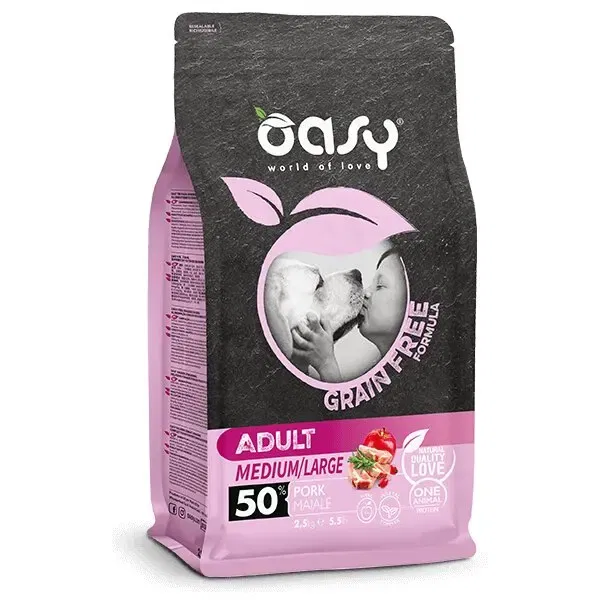 OASY DRY DOG GRAIN FREE ADULT MEDIUM/LARGE MAIALE 2,5 KG