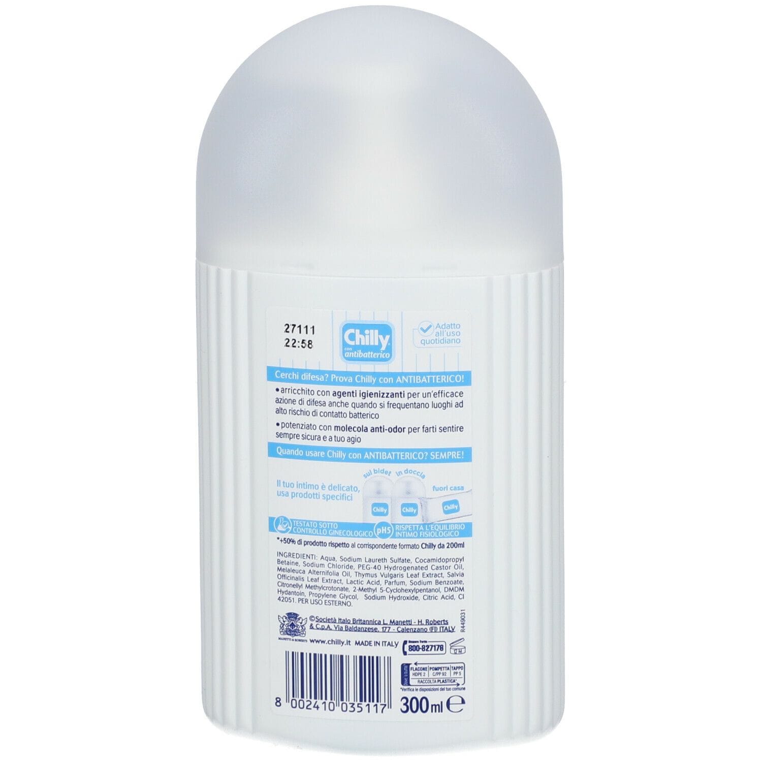 CHILLY DETERGENTE INTIMO ANTIBATTERICO 300 ML