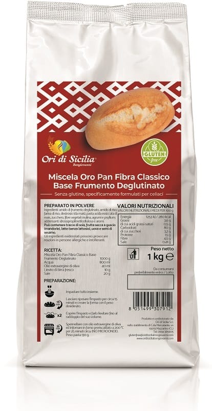 ORI DI SICILIA MIX ORO PAN FIBRA CLASSICO BASE FRUMENTO DEGLUTINATO 1 KG