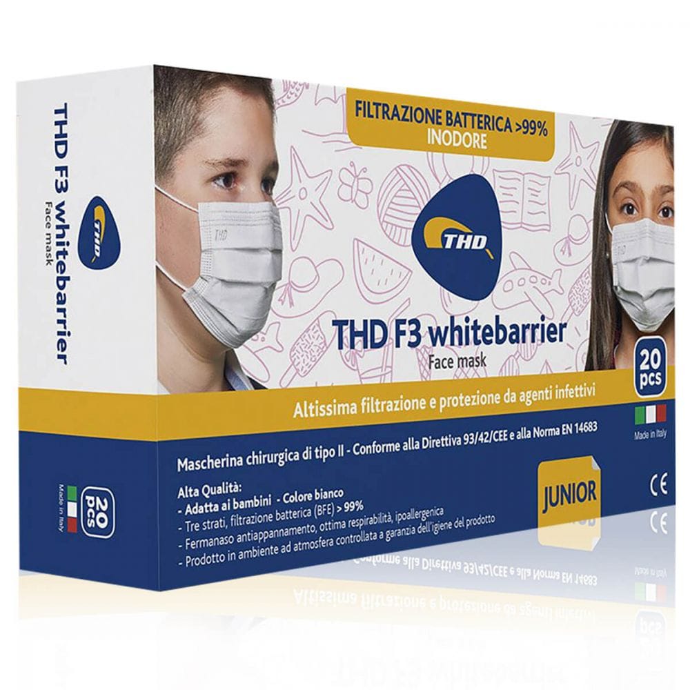 MASCHERINA CHIRURGICA THD MASK F3 WHITEBARRIER MULTI JUNIOR 20 PEZZI
