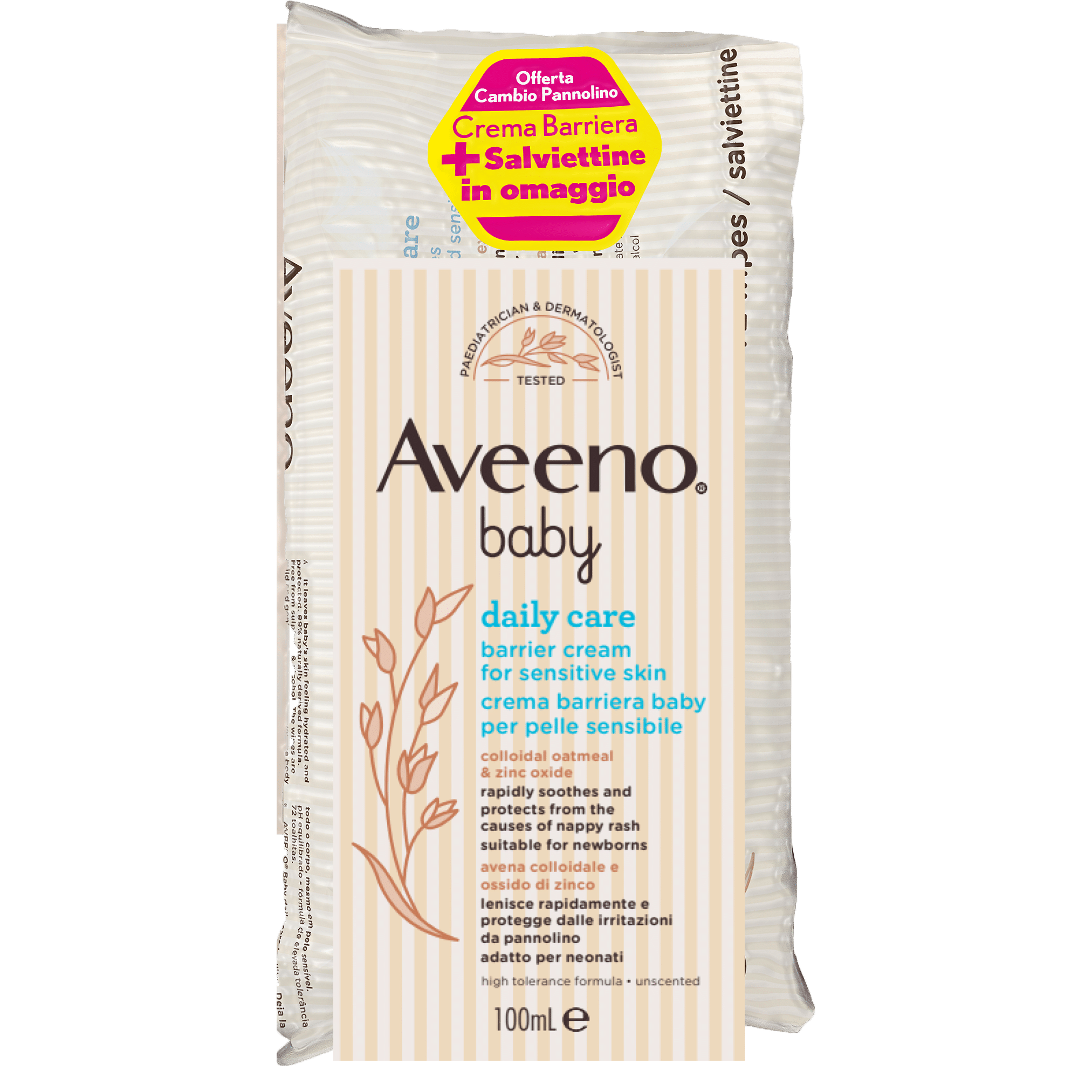 Aveeno Baby Barrier 100 Ml + Baby Wipes Promo