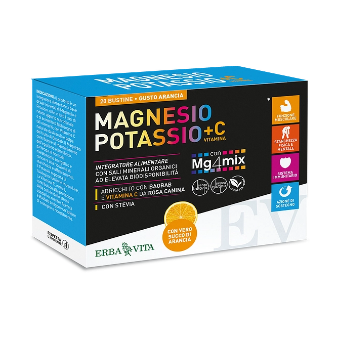 Magnesio Potassio +C Vitamina Gusto Arancia 20 Bustine Da 3,8 G