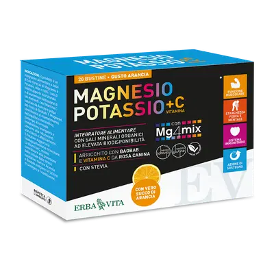 MAGNESIO POTASSIO +C VITAMINA GUSTO ARANCIA 20 BUSTINE DA 3,8 G MAGNESIO POTASSIO +C VITAMINA GUSTO ARANCIA 20 BUSTINE DA 3,8 G