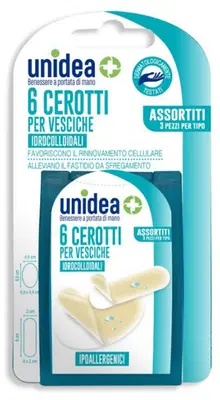 CEROTTO IDROCOLLOIDALE ASSORTITI UNIDEA PER VESCICHE 6 PEZZI CEROTTO IDROCOLLOIDALE ASSORTITI UNIDEA PER VESCICHE 6 PEZZI