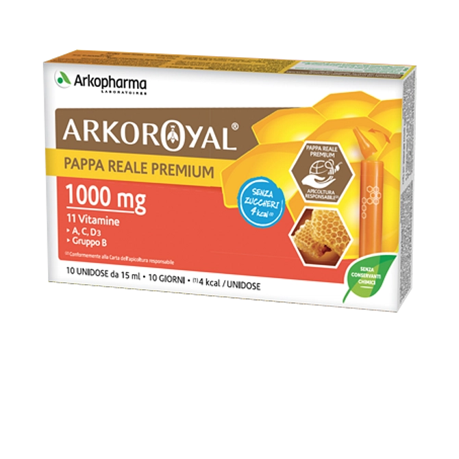 Arkoroyal Pappa Reale 1000 Mg + Vitamine Senza Zucchero 10 Fiale