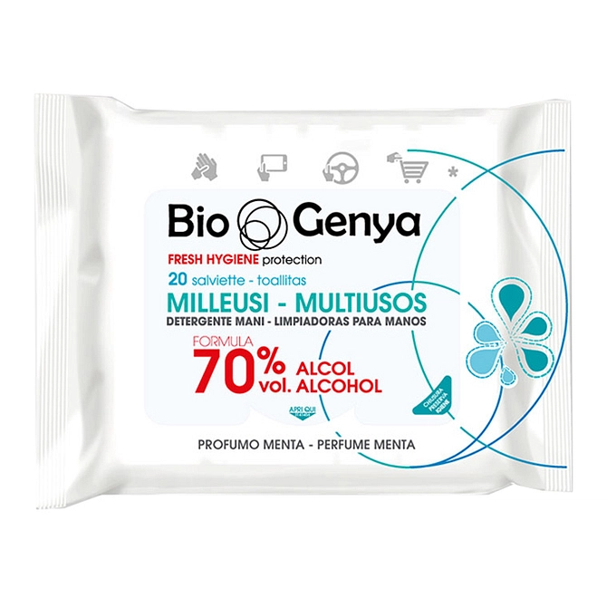 Biogenya Milleusi Igienizzanti 70% Alcool Salviette 20 Pezzi