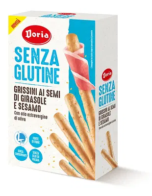 DORIA GRISSINI SEMI GIRASOLE-SESAMO 5 PEZZI DA 20 G DORIA GRISSINI SEMI GIRASOLE-SESAMO 5 PEZZI DA 20 G