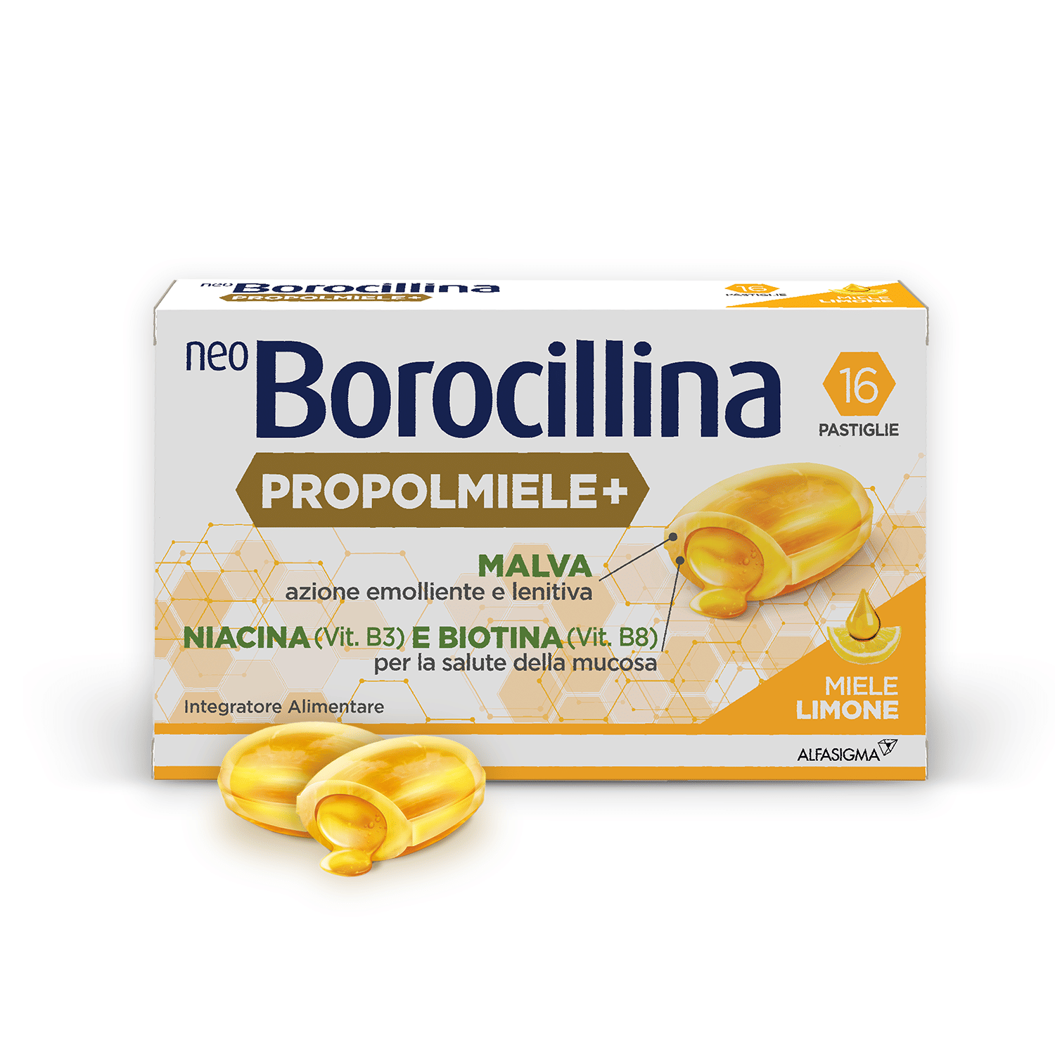 Neoborocillina Propolmiele+ Miele/Limone 16 Pastiglie Da 3,4 G