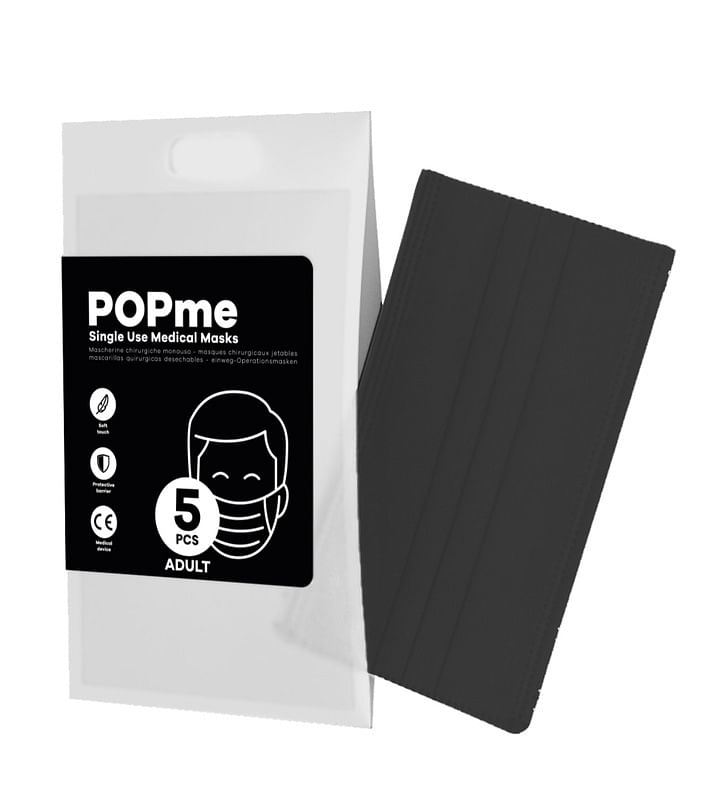 Popme Mask Chirurgica Black 5 Pezzi