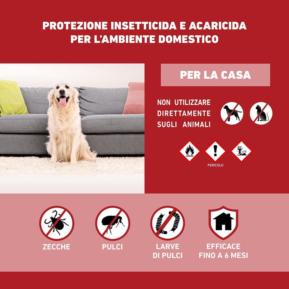Frontline Homegard 250 ml, Spray Insetticida, Antipulci E Acaricida Per La Casa. Elimina Pulci, Zecche, Uova e Larve fino a 6 mesi su Mobili e Tessuti