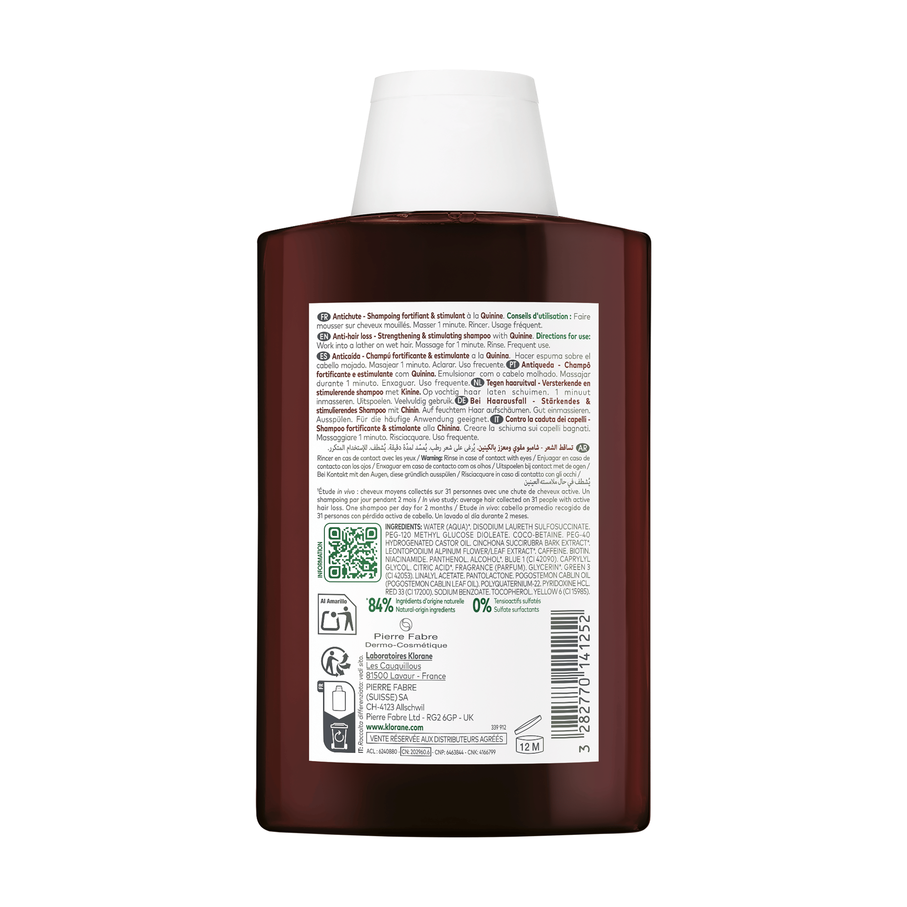 Klorane Shampoo Fortificante & Stimolante alla Chinina, 200ml 