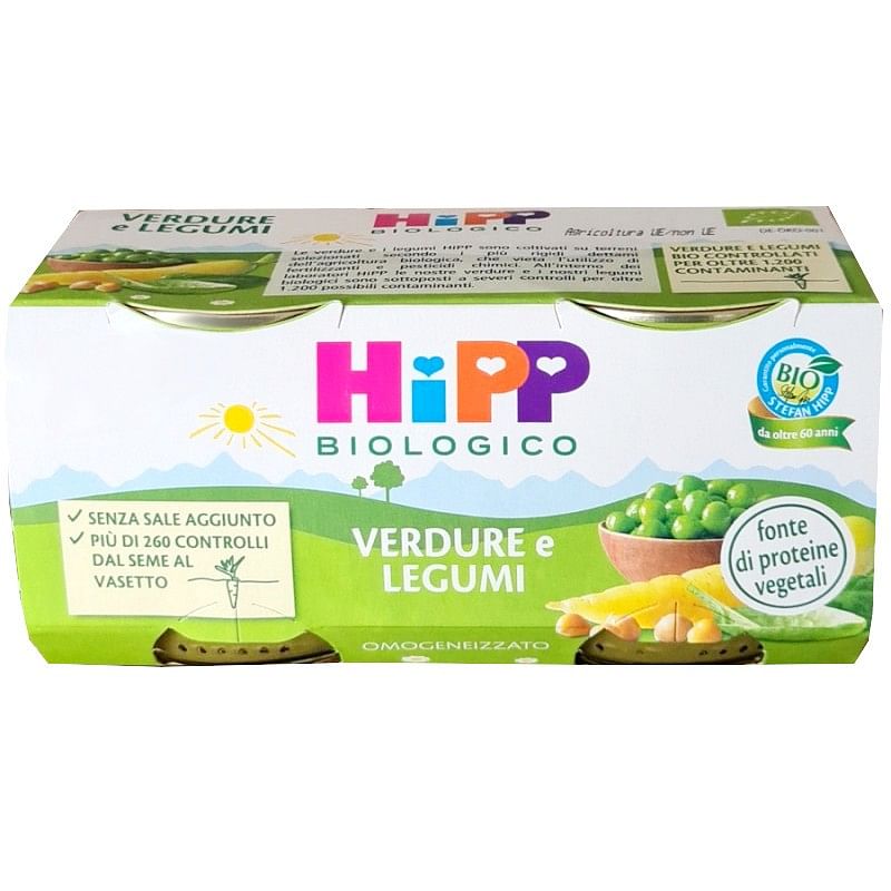 Hipp Bio Omogeneizzato Verdure/Legumi 2 X80 G