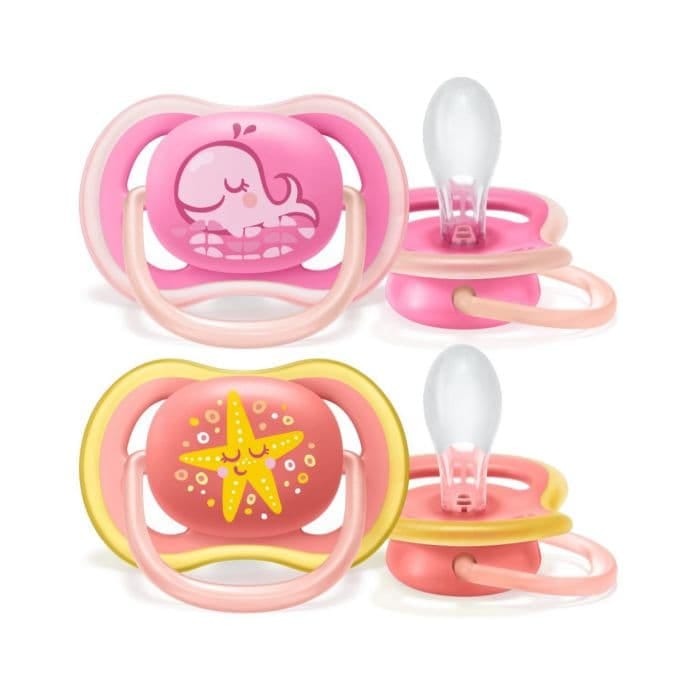 Avent Ultra Air Succhietto Balena/Stella Femmina 6 18 Mesi 2 Pezzi