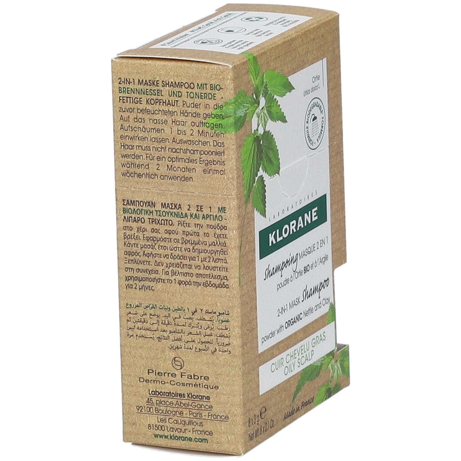 KLORANE SHAMPOO MASCHERA LAVANTE POLVERE ORTICA 8 BUSTINE 3 G