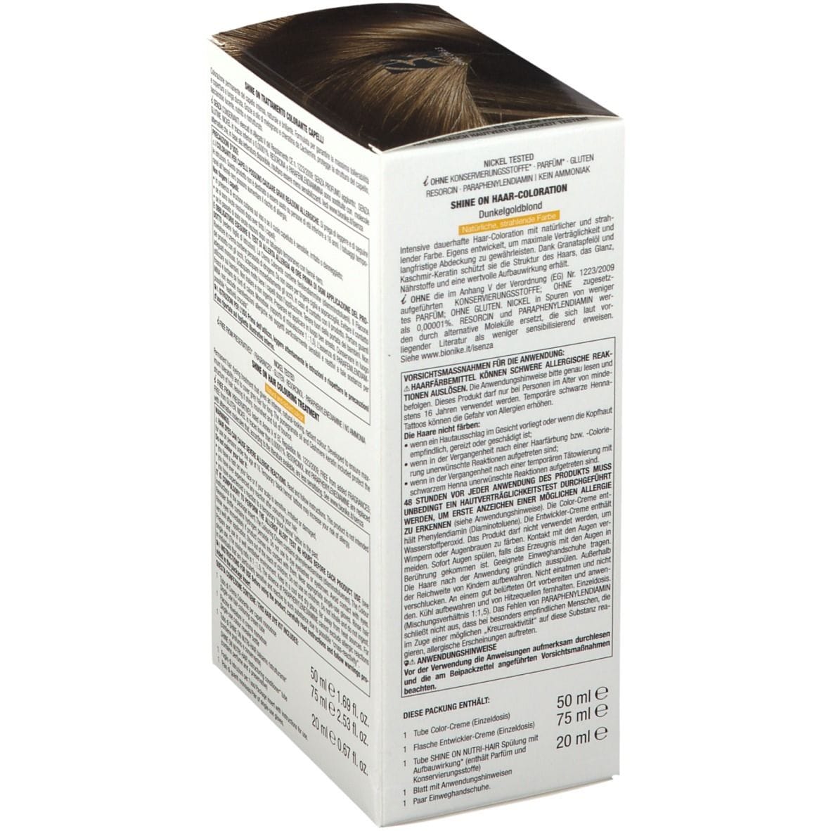 SHINE ON BIONDO SCURO DORATO 6,3 FLACONE 75 ML + TUBO 50 ML