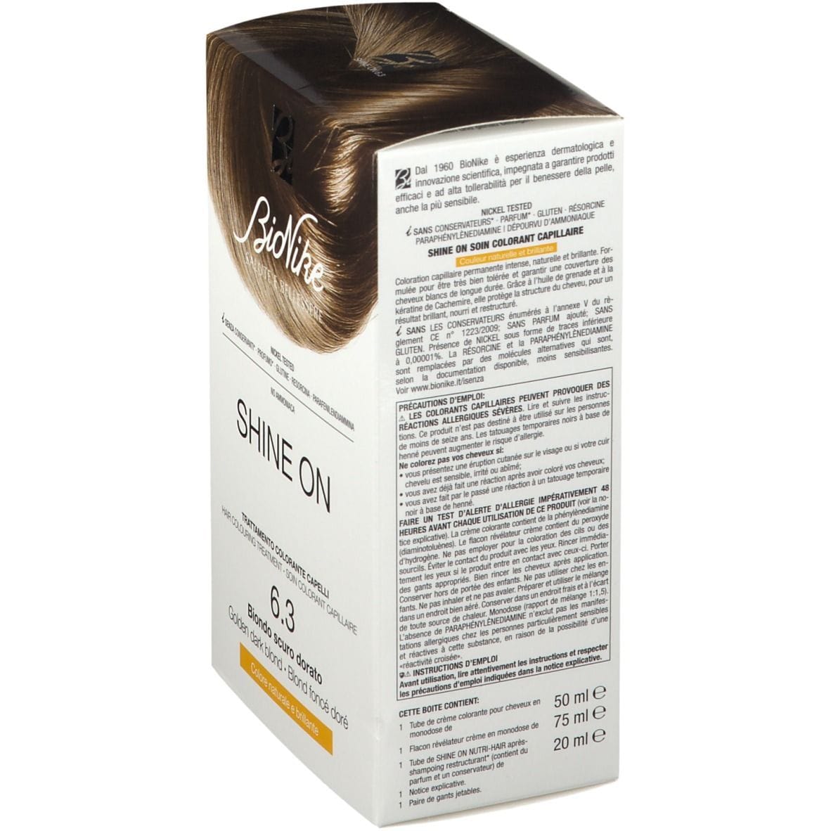 SHINE ON BIONDO SCURO DORATO 6,3 FLACONE 75 ML + TUBO 50 ML