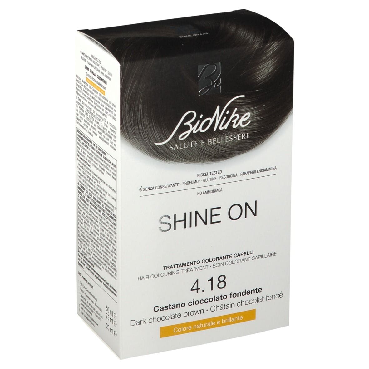 SHINE ON CASTANO CIOCCOLATO FONDENTE 4,18 FLACONE 75 ML + TUBO 50 ML