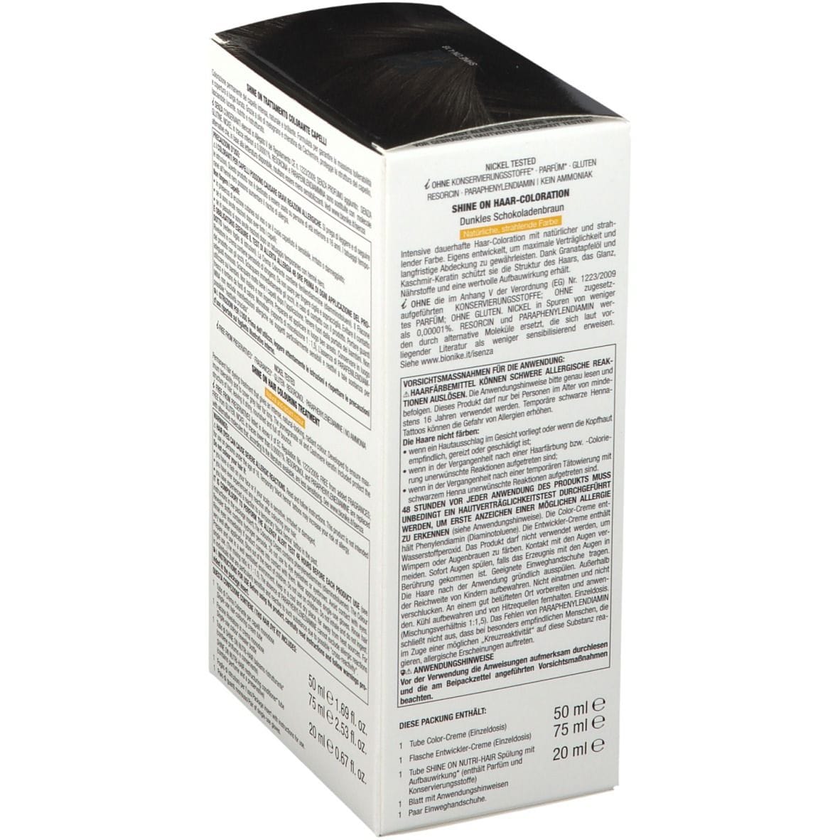 SHINE ON CASTANO CIOCCOLATO FONDENTE 4,18 FLACONE 75 ML + TUBO 50 ML