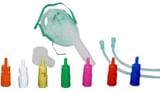 MASCHERA MORBIDA A CONCENTRAZIONE VARIABILE CON SISTEMA VENTURI COMPLETA DI KIT CON 7 RACCORDI COLORATI E TUBO DI COLLEGAMENTO ANTISCHIACCIAMENTO ADULTI