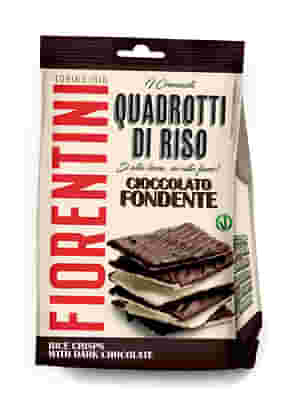 QUADROTTI RISO RICOPERTI DI CIOCCOLATO FONDENTE 80 G