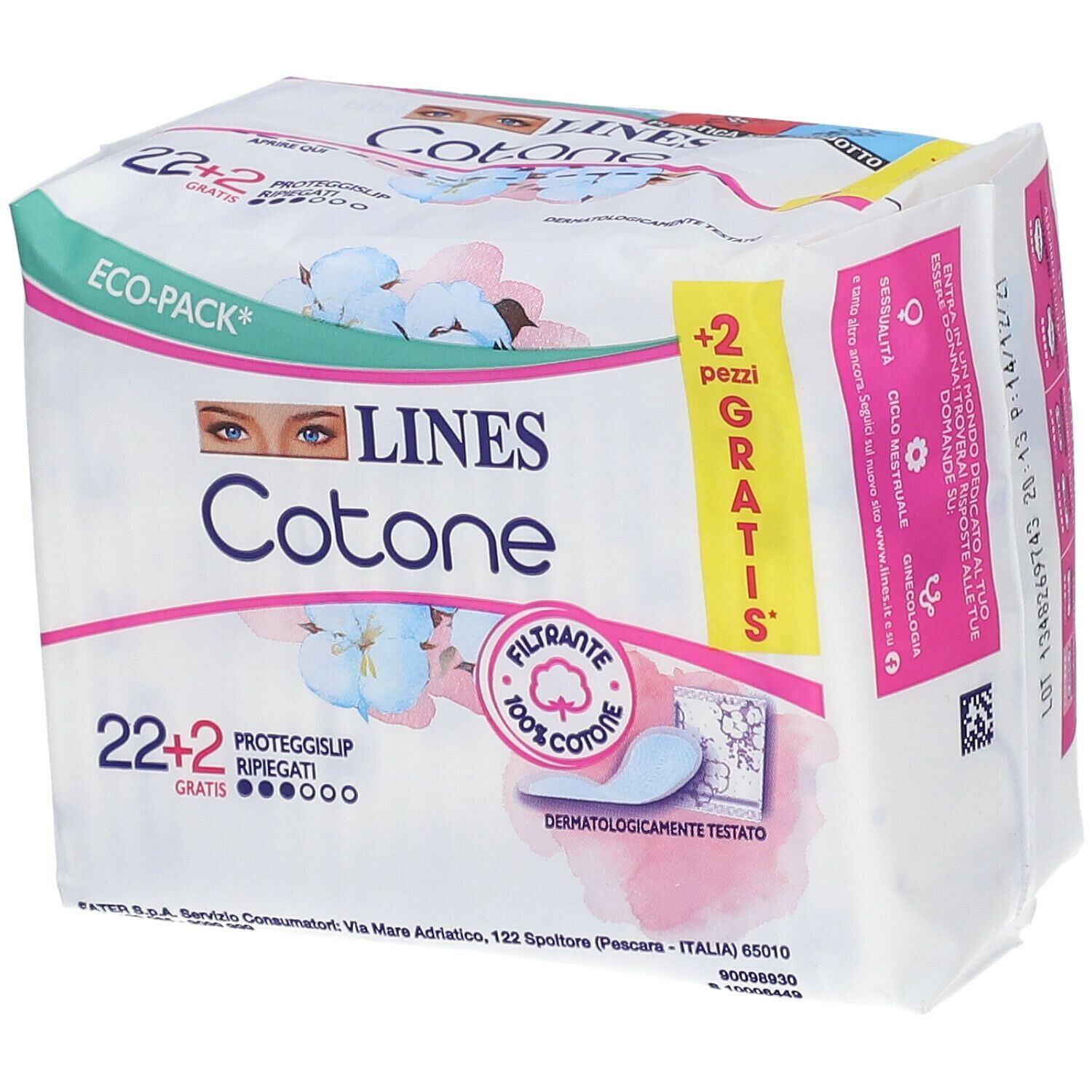 Lines Cotone Bio Salvaslip Ripiegati 24 Pezzi